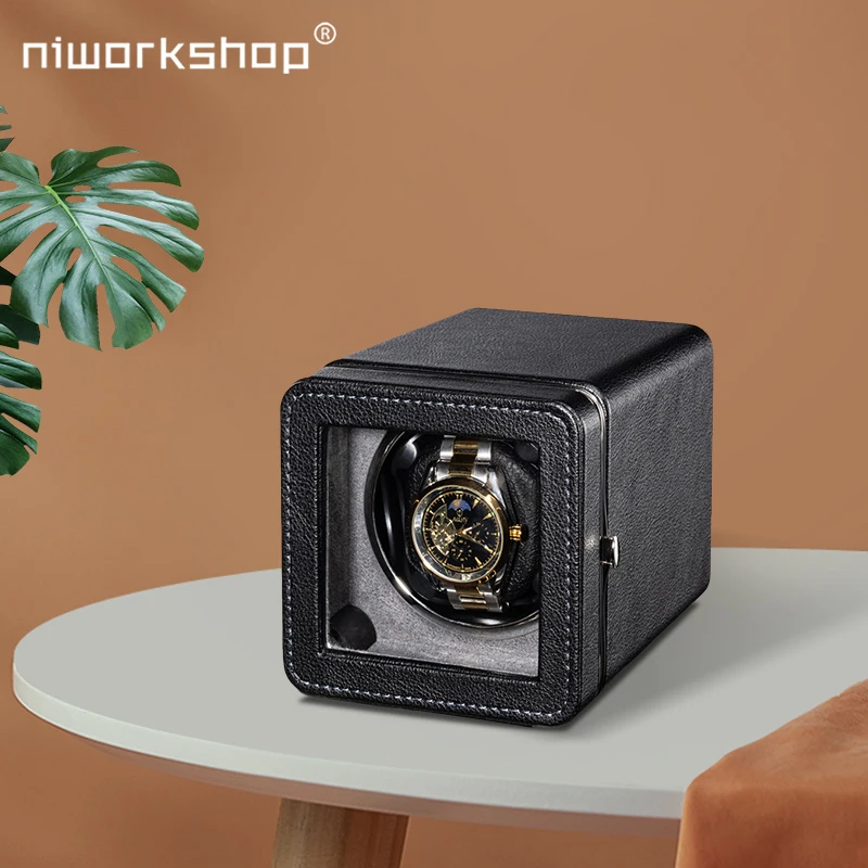 Niworkshop Automatic Watch Winder,1 Slot Watch Box,Single Watch Storage Case with Quiet Motor,Soft Pillow Fit Women and Men