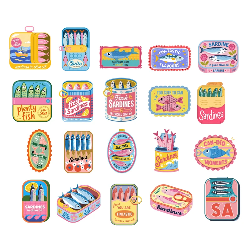 Sardine can Heat Transfer Stamping Beach Chair Shell Coral sardine Bikini DIY T-shirt Coat Clothing Vinyl Patch Washable