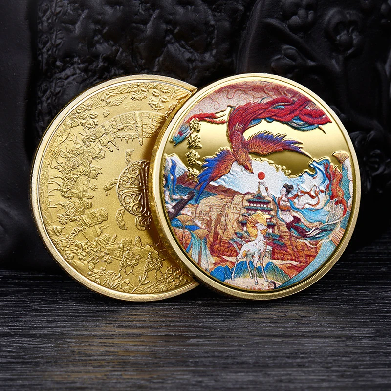 2023 Dunhuang Murals Commemorative Coin Phoenix Medal Chinese Culture Retro Travel Commemorative Coin Collection Gift Souvenir