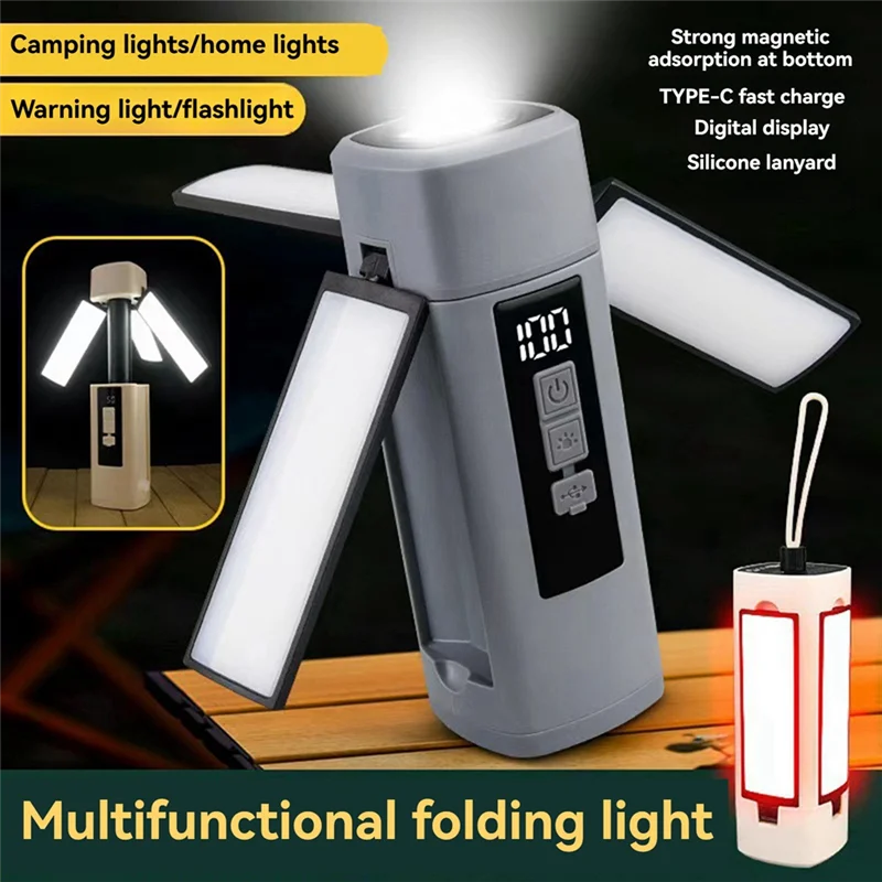 

YHOLI-Outdoor Multifunctional Camping Light Folding Telescopic Portable Floodlight Tent Light Camp Light Camping Light
