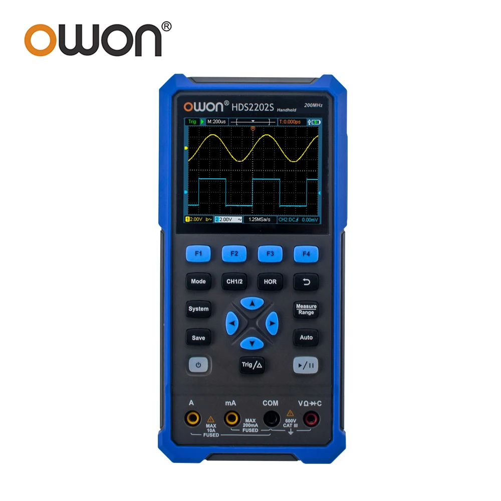 OWON HDS2202S Digital Oscillosco 2 Channels 200Mhz Bandwidth Portable 3 in 1 USB Osicllosco Multimeter Wavefor Generator