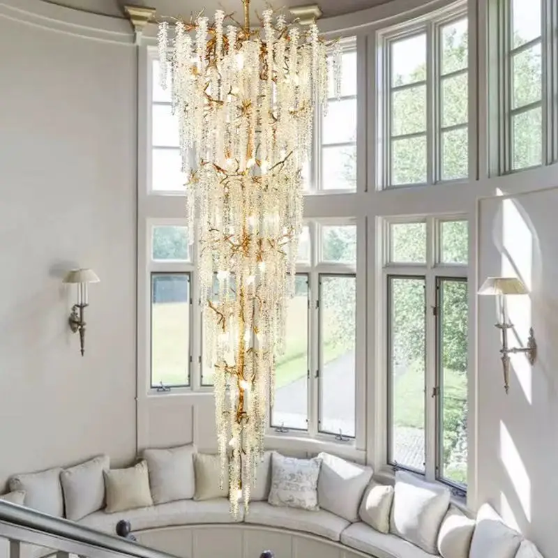 Grand Crystal Branch Chandelier LED statement dimmable ceiling lamp. Its warm lustre elevates any classic or modern interior