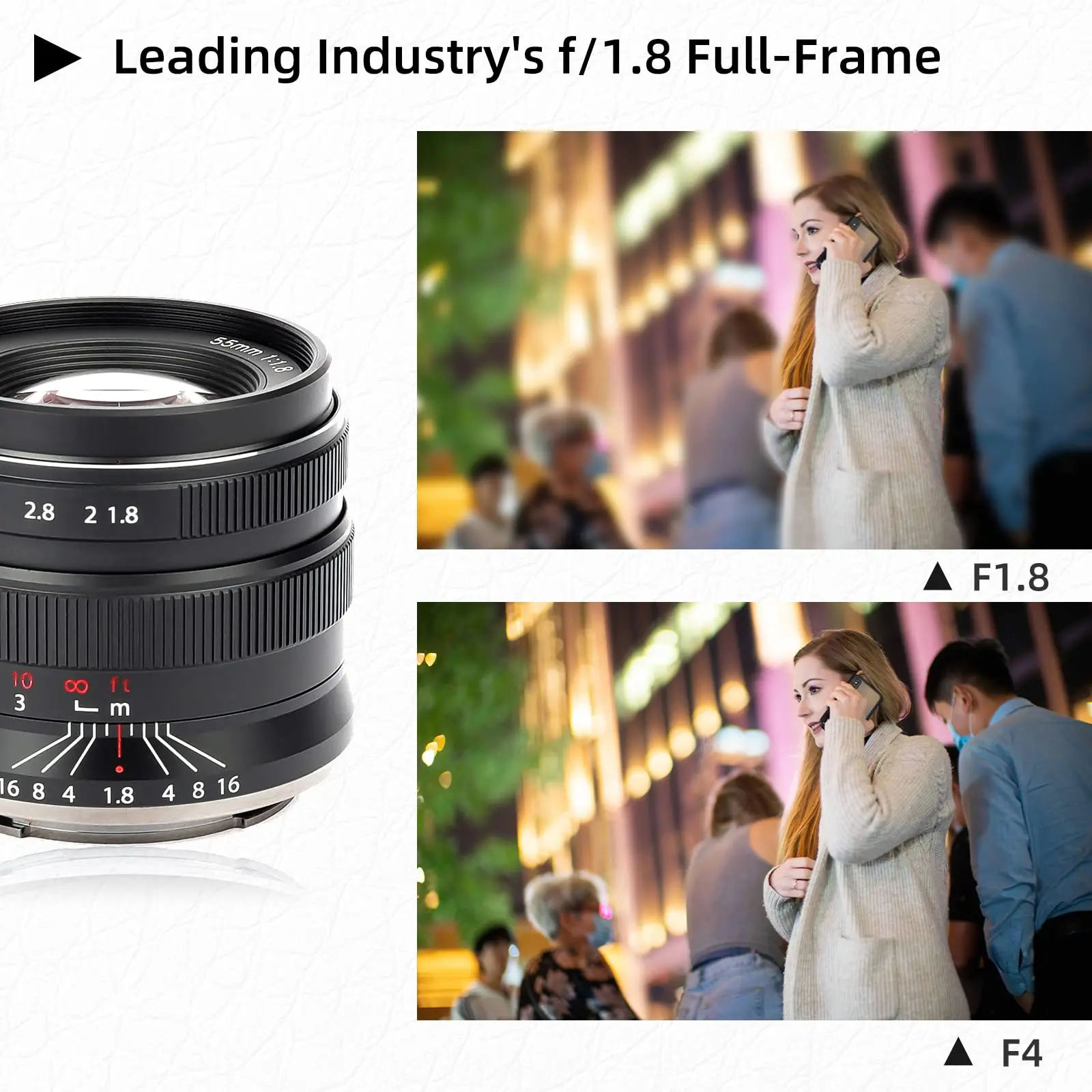 Brightin Star 55mm F1.8 Full Frame Large Aperture Manual Focus Mirrorless Camera Lens For Canon RF Sony Nikon