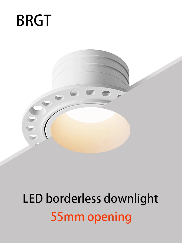 Led Borderless Mini Downlight Embedded Ultra Thin Ceiling Lamp Anti Glare 55mm Opening Spotlight For Living Room Bedroom Kitchen