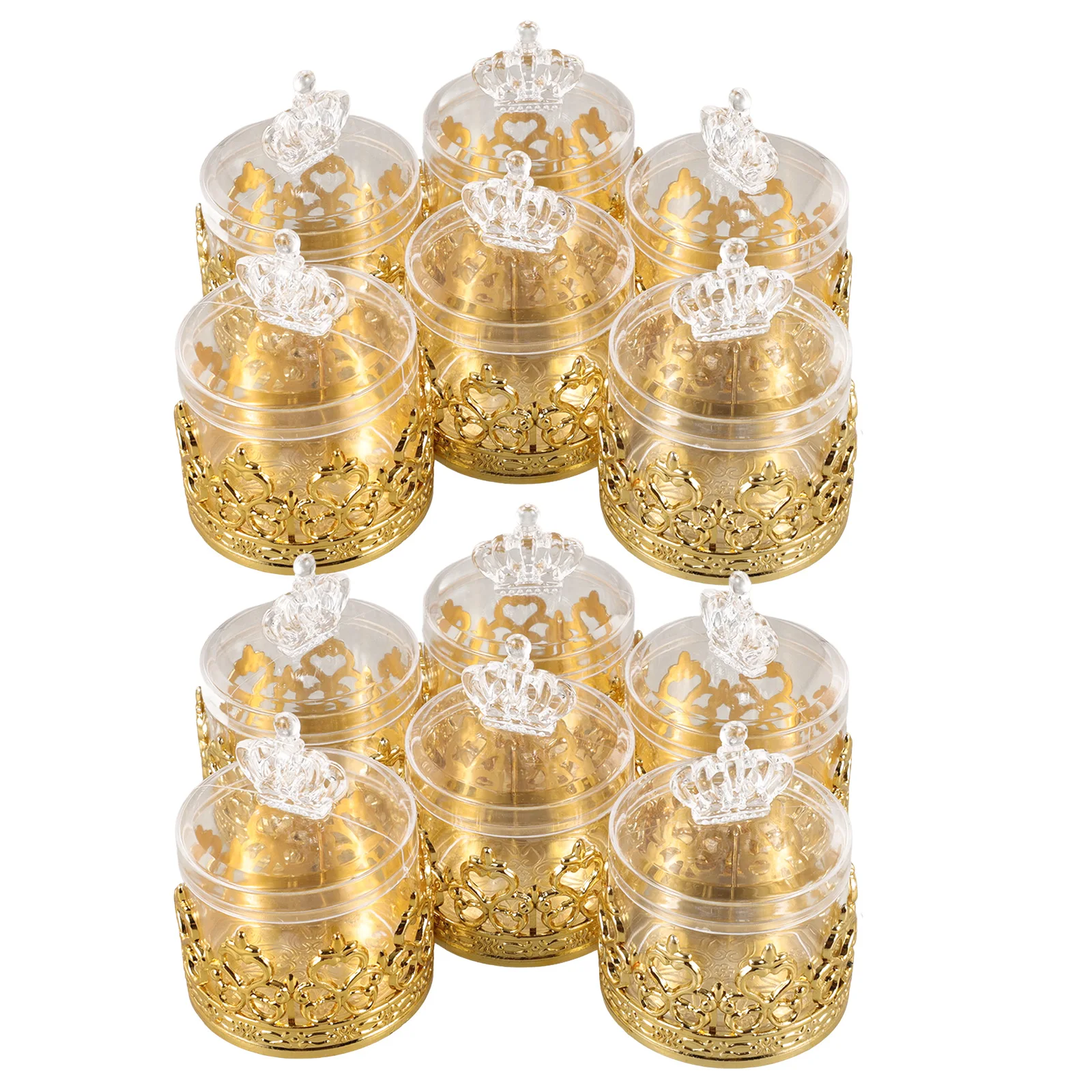 

12pcs Candy Boxes for Wedding Party Packing Gifts European Style Shaped Cases Plastic Material Storage Treats Small Boxes Bulk