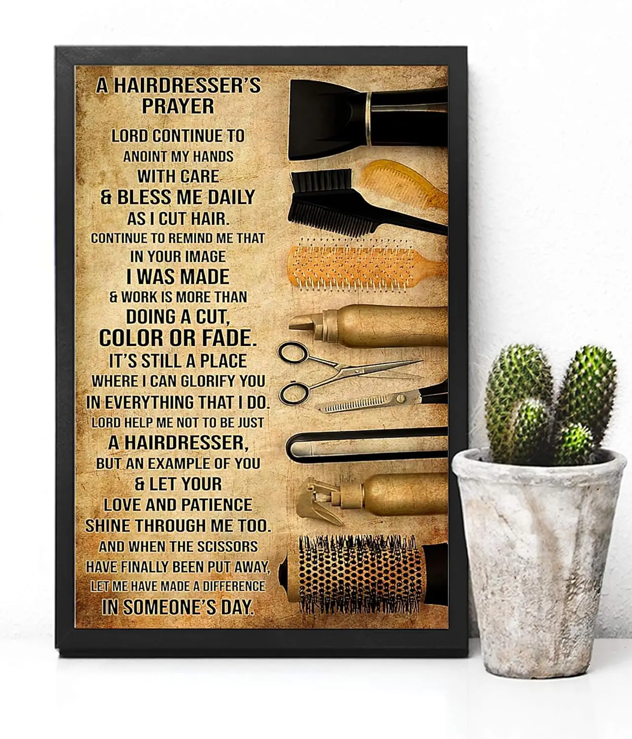 Barber Tools Metal Sign Vintage Barber Shop Decor A Hairdresser's Prayer Posters Salon Home Room Wall Decor Plaque 12x18 In sign
