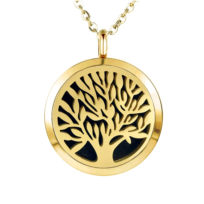 With chain Snow 30mm Stainless Steel Essential Oils Aromatherapy Locket Perfume Diffuser Necklace