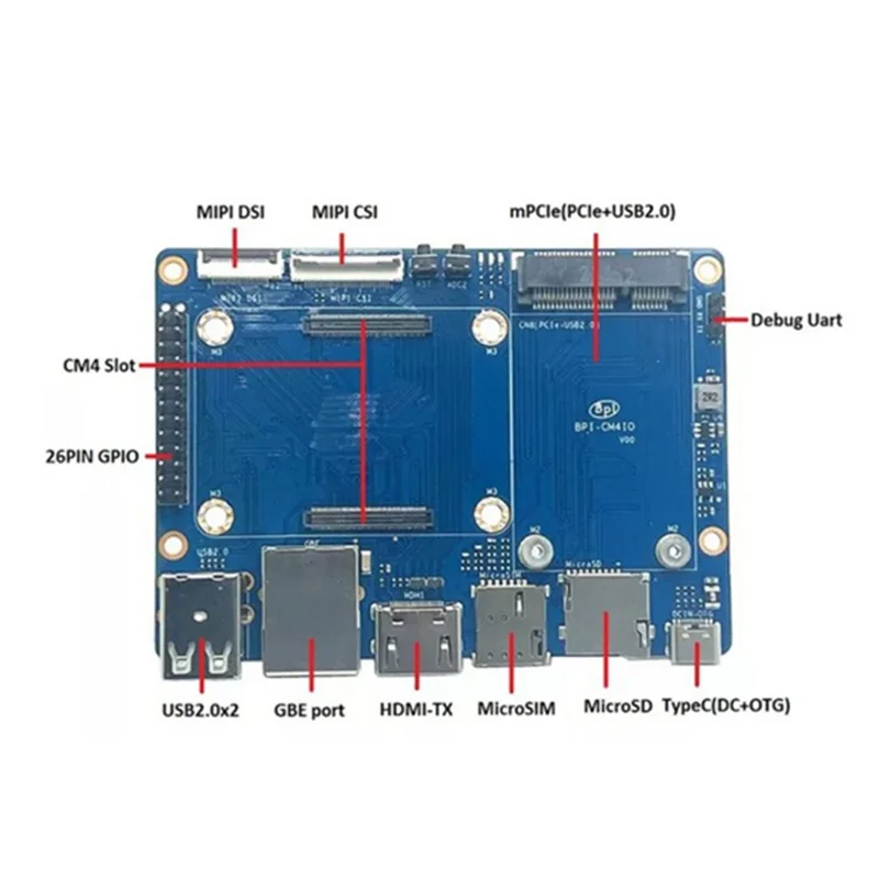 Для банана Pi -CM4 Amlogic A311D для четырехъядерного процессора ARM -A73 4G LPDDR4 16G EMMC Minipcie поддержка-совместим с A