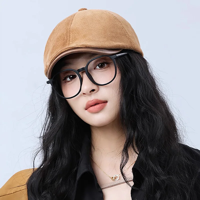 단색 가을 겨울 여성 베레모 빈티지 코듀로이 포워드 캡 캐주얼 소녀 아티스트 화가 모자