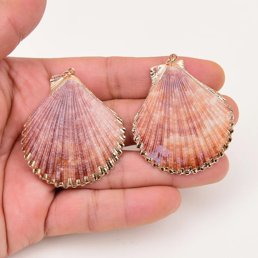 APDGG 5Pcs Natural Sea Shell Scallop Pendants Charms For DIY Necklace Bracelet Anklet Furniture Accessories Sewing Craft