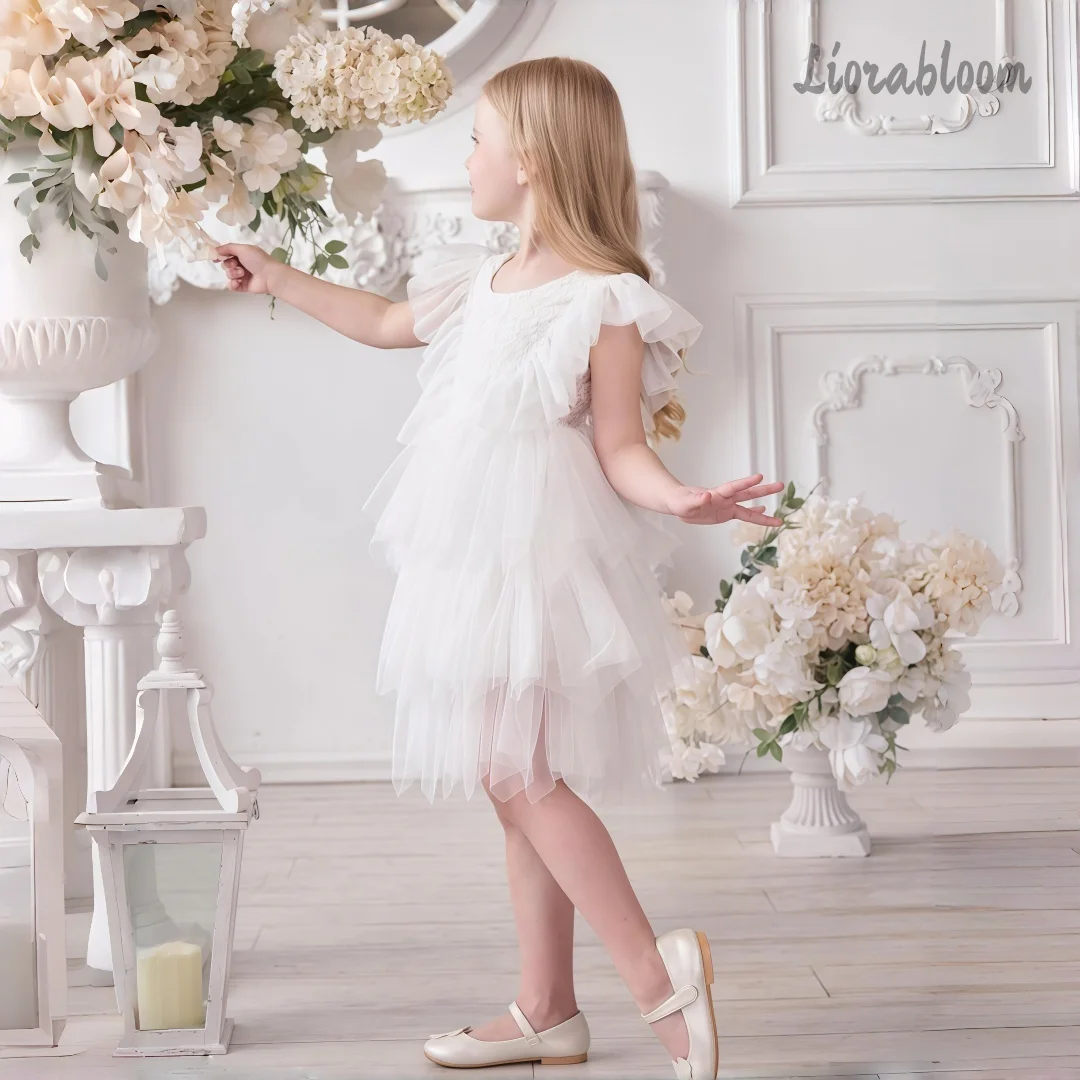 Abito da sposa personalizzato per ragazze, in tulle ricamato multicolore, abito da festa nuziale da donna