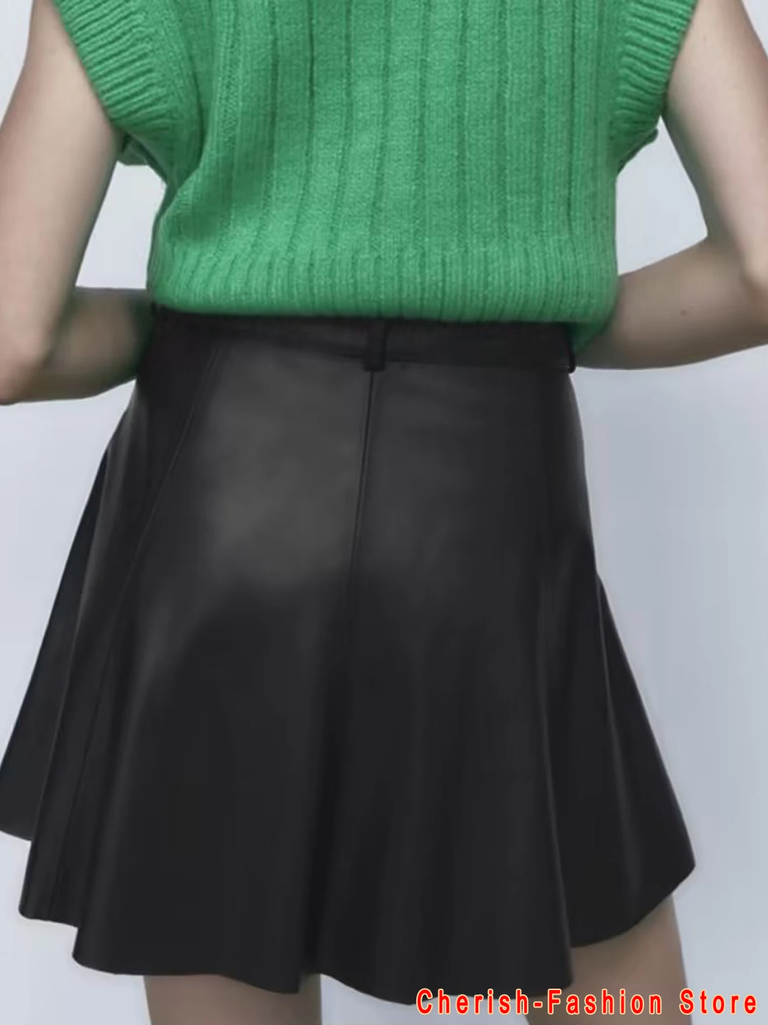 Frauen Sexy Faux Leder Röcke Hohe Taille Elastische Mini Kurzen Rock Multi Zweck Für Skater Arbeit Nachtclub Knie-Länge röcke
