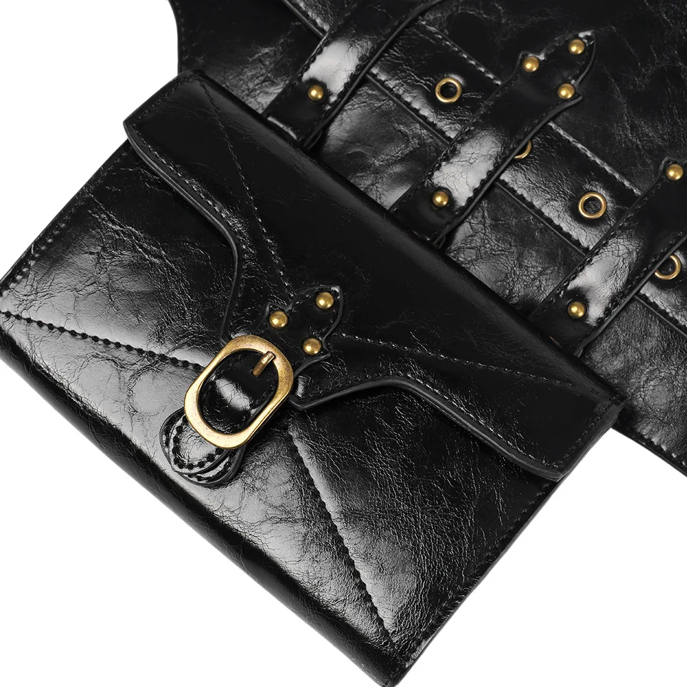 Cinto largo PU com bolsa para mulheres e homens, cintura punk, pirata medieval, adereços de cosplay pirata, cinto largo, cavaleiro guerreiro viking