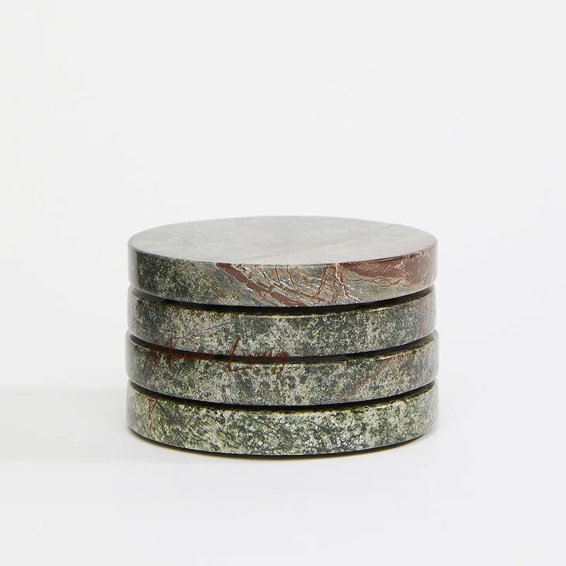 Luxury 100% Natural Marble Wine Whiskey Coaster Rainforest Green Stone Coaster