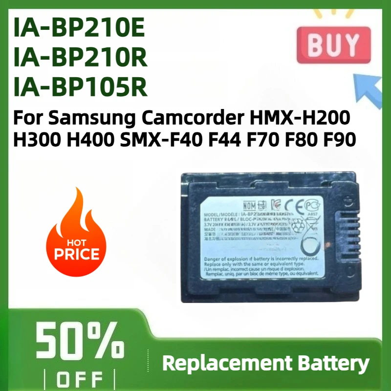 IA-BP210E IA-BP210R IA-BP105R Replacement Li-ion Battery for Samsung Camcorder HMX-H200 H300 H400 SMX-F40 F44 F70 F80 F90