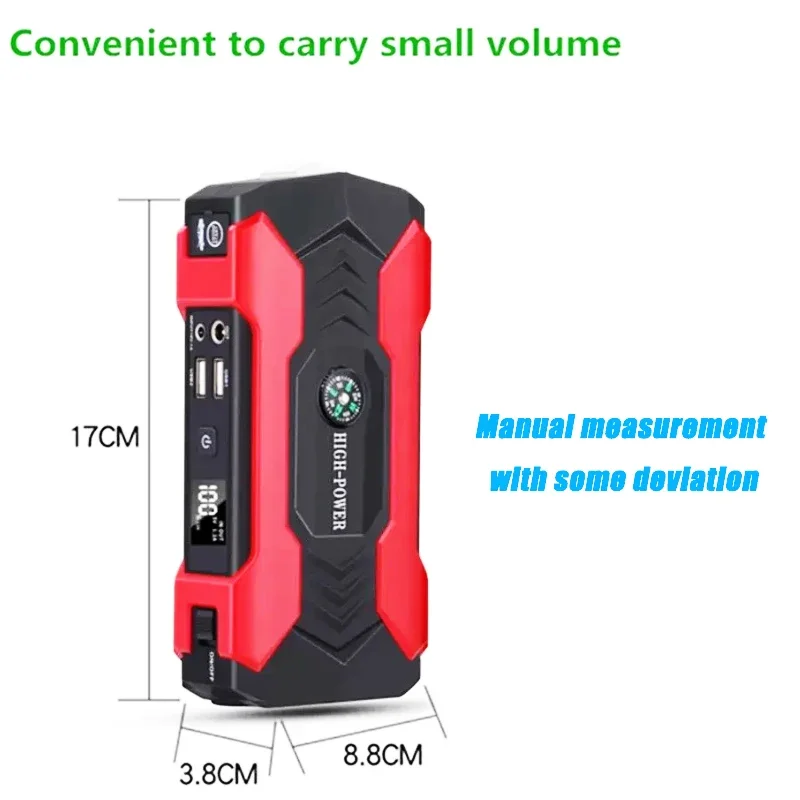 2PCS 12V 600A Car Battery Jump Starter Power Bank Portable Auto Charger Start Device 30Ah For Diesel Car Emerg Starting Booster