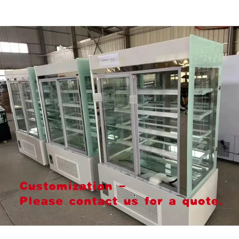 custom.Commercial Bakery Restaurant Showcase Cake Display Cabinet Customizable Design LED Shopping Mall Baking Paint Glass I