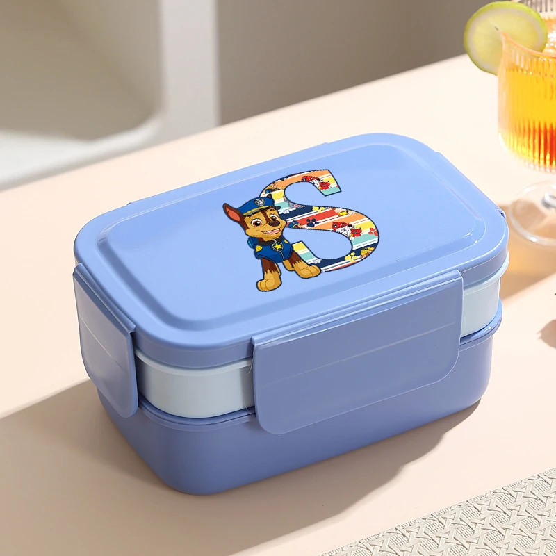 Paw Patrol Double Layered กล่องอาหารกลางวันความจุขนาดใหญ่การ์ตูนพิมพ์กล่อง Bento ชายหญิงภาชนะเก็บอาหารแบบพกพา
