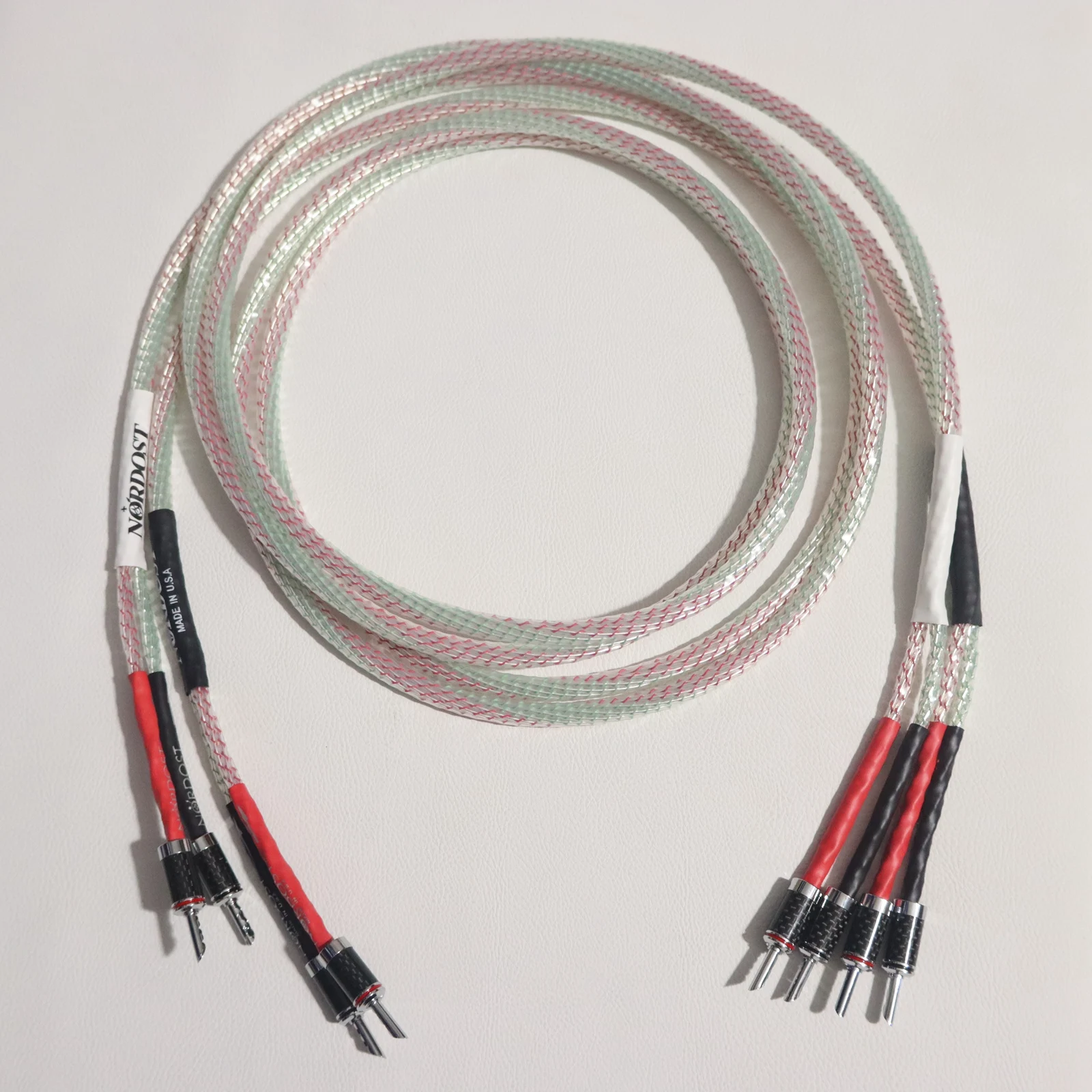 

1pair ZUIDID Music Ribbon Microspace insulation HiFi audio speaker amplifier cable wire with High-end rhodium-plated banana plug