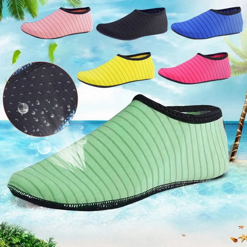 Summer Water Shoes Men Aqua Socks Sneakers Unisex Swimming Shoes Beach Socks Big Plus Size Sneakers Striped Colorful Shoes Kids