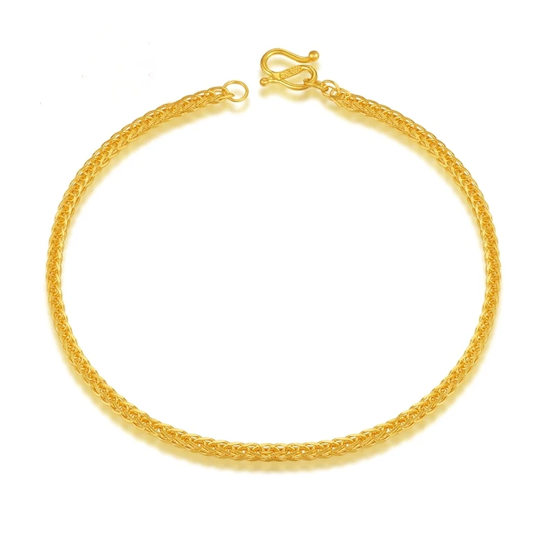 Real Pure 999 24K Yellow Gold Chain Width 1.5mm Wheat Charm Bracelet 2.9g /17cm Women Lucky Gift