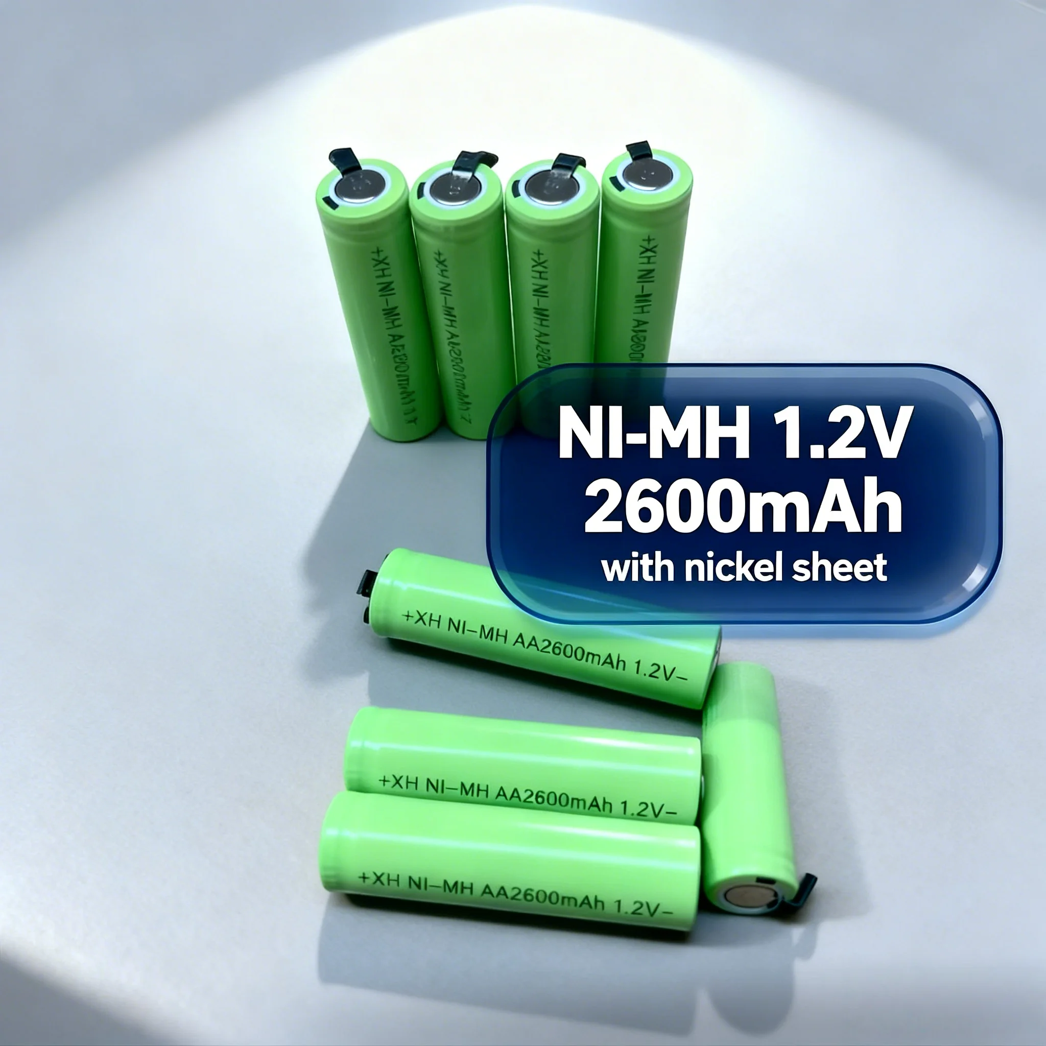 AA Ni-MH Akku 1,2V 2600mAh mit Anschlussflanschen - 2A Schnellladung für Taschenlampe Solarleuchte Fernbedienung