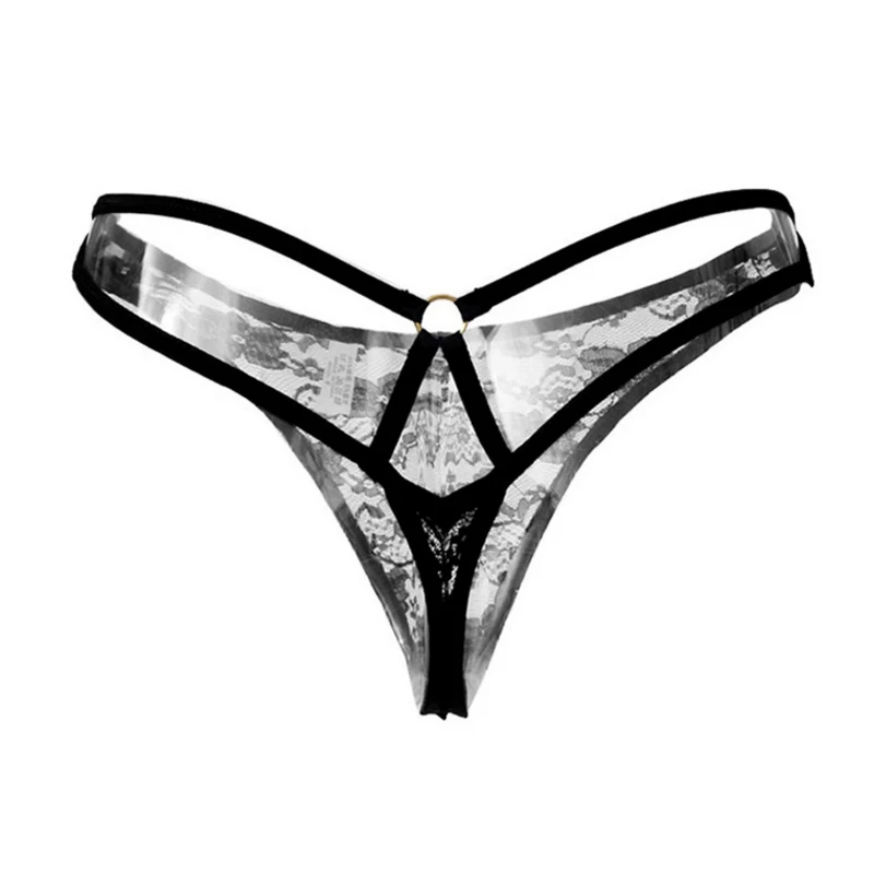 Strings sexy en coton pour femmes, sous-vêtements, culottes, slips pour dames, dentelle, taille basse, sous-vêtements transparents