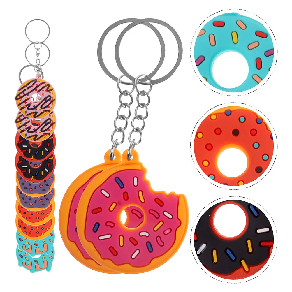 

6 Pcs Donut Keychain Pvc Soft Rubber Pendant Decoration 6pcs Bag Hanging Gift Festival Gifts Purse Backpack The Decorative Car