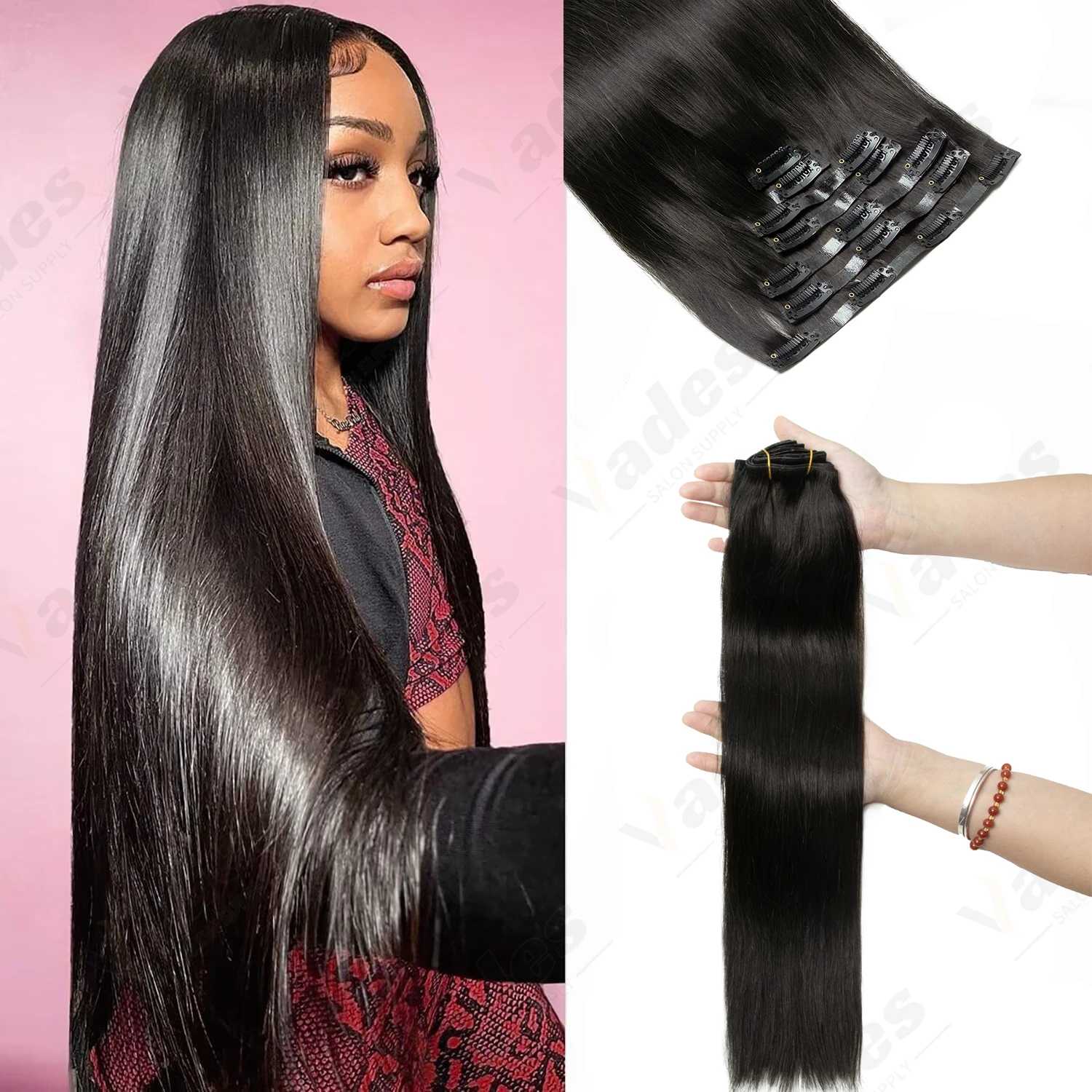 

Clip in Hair Extensions Real Human Hair Invisible Seamless Remy Human Hair Clip in Extensions for Women 7Pcs 16-24Inch 120G