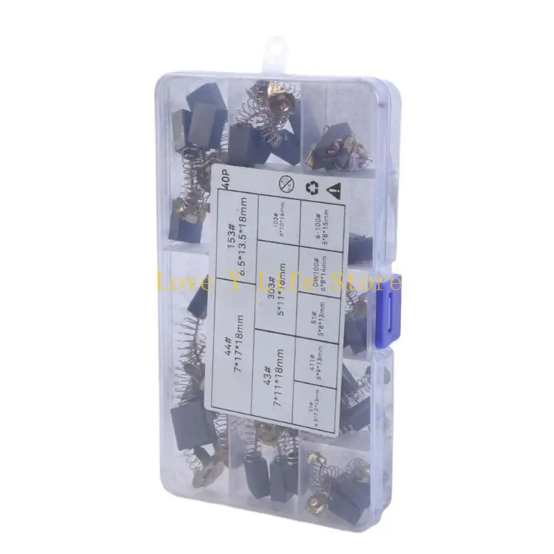 L74C 40Pcs/set Electric Motor Carbon Brushes 10 Different Sizes for Replacement