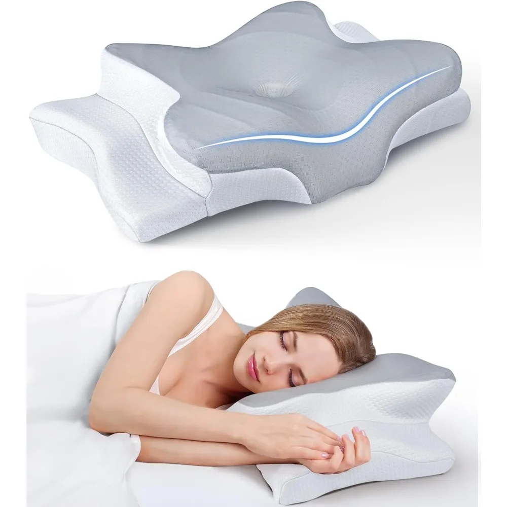 

Ultra Pain Relief Cooling Pillow for Neck Support, Adjustable Cervical Pillow Cozy Sleeping, Odorless Ergonomic Contour Memory