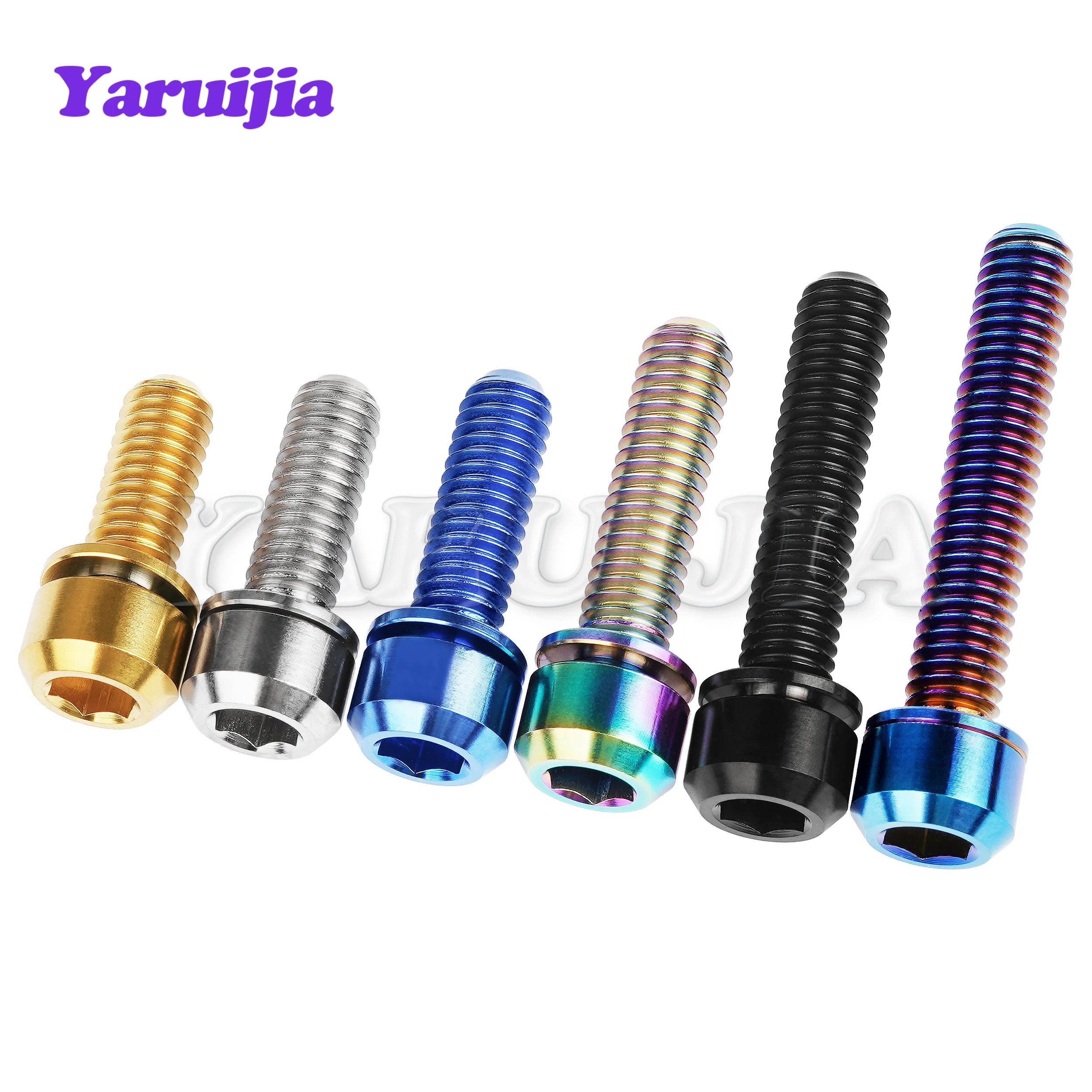 Yaruijia Titanium Bolt M5/M6X16/18/20/25/35mm Bolts Socket Head Bolts with Washers for Mount Bicycle Screws