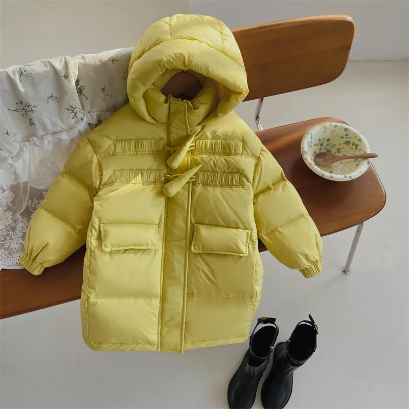 

Girls Down and cotton Jacket Windbreak Outerwear 2024 Long Winter Autumn Warm Cotton Christmas Gift Children's Clothing