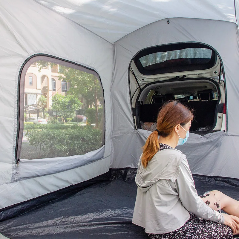 Imagem -04 - Tenda Traseira do Carro Exterior Extensão do Veículo Oxford Impermeável Auto Condução Acampamento Tronco Off-road Proteção Solar