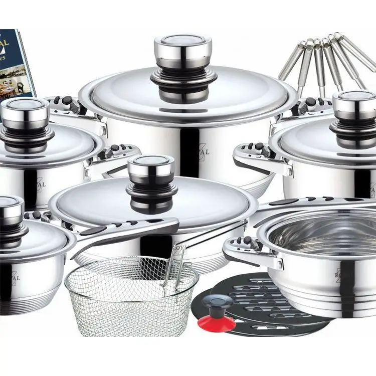 23pcs Stainless Steel Soup Pot Kitchenwares Cooking Pot Set Stainless Steel Cookware