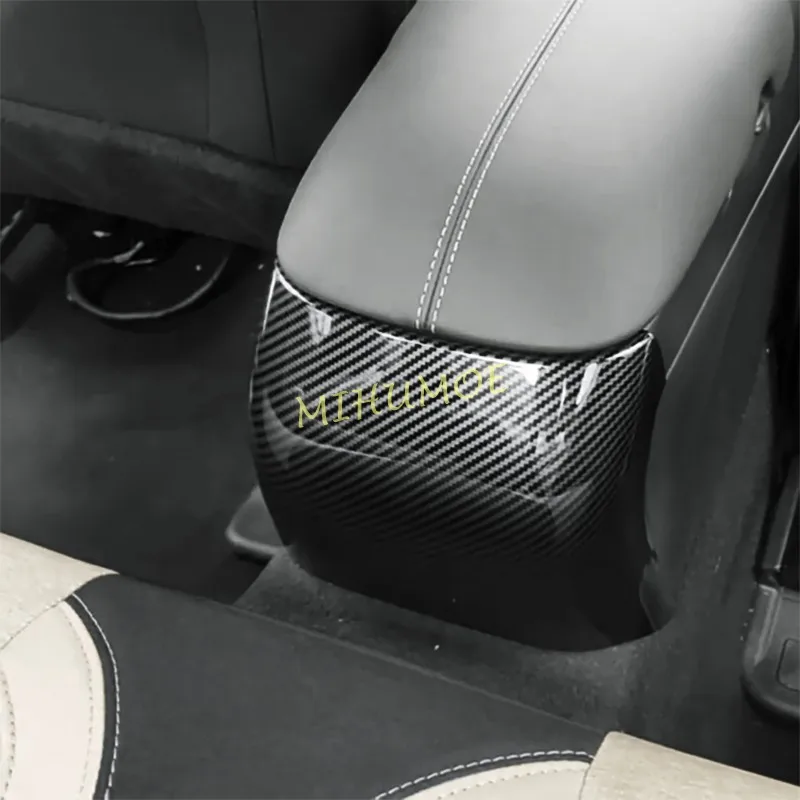 

For Ford Mustang 2024 2025 2026 Carbon Fiber Car Interior Armrest Box Backside Protector Trims Accessories