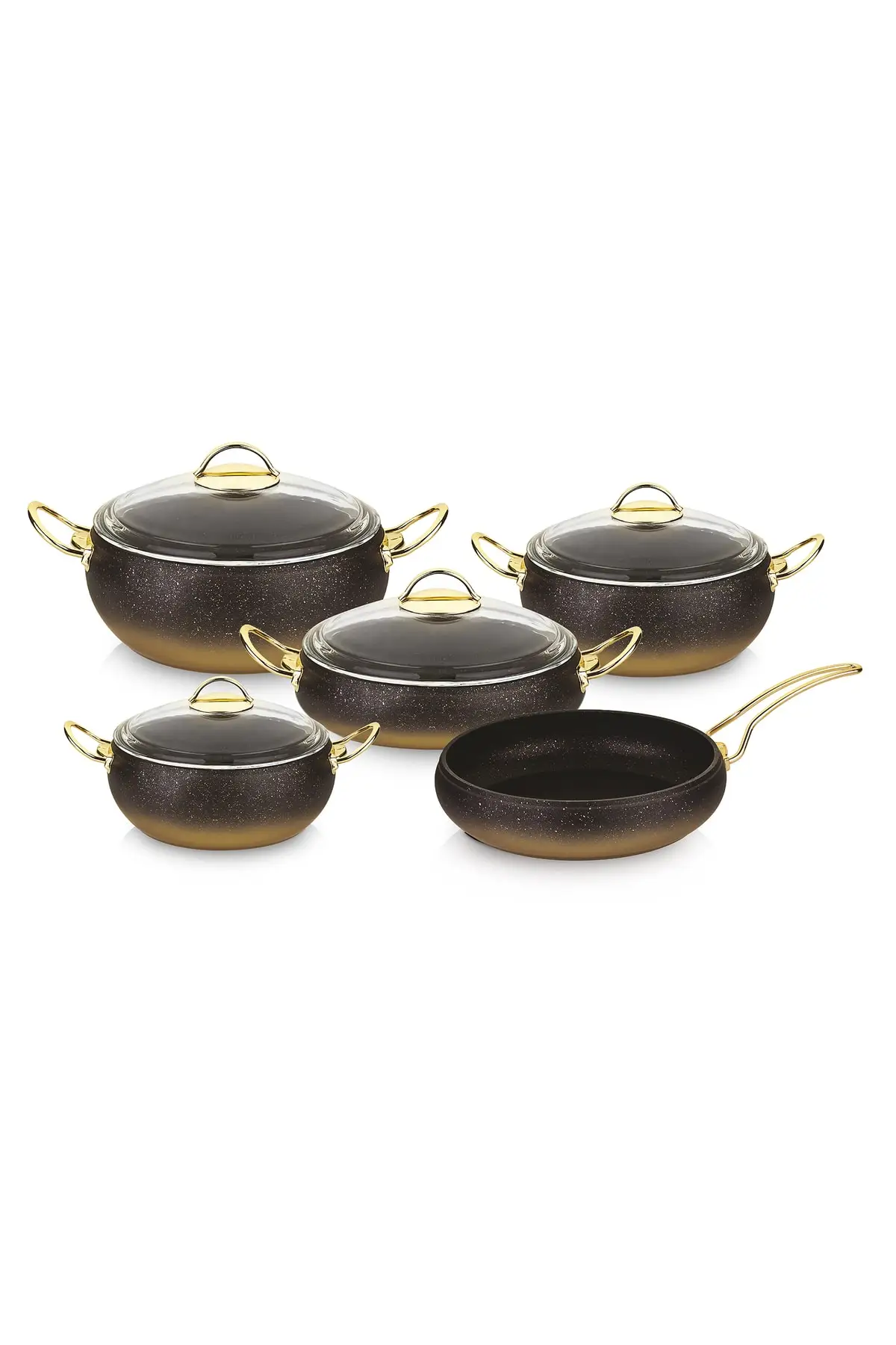 

DOLBOVI 9 piece sphere Cookware Set Gold glass lid Cookware Set