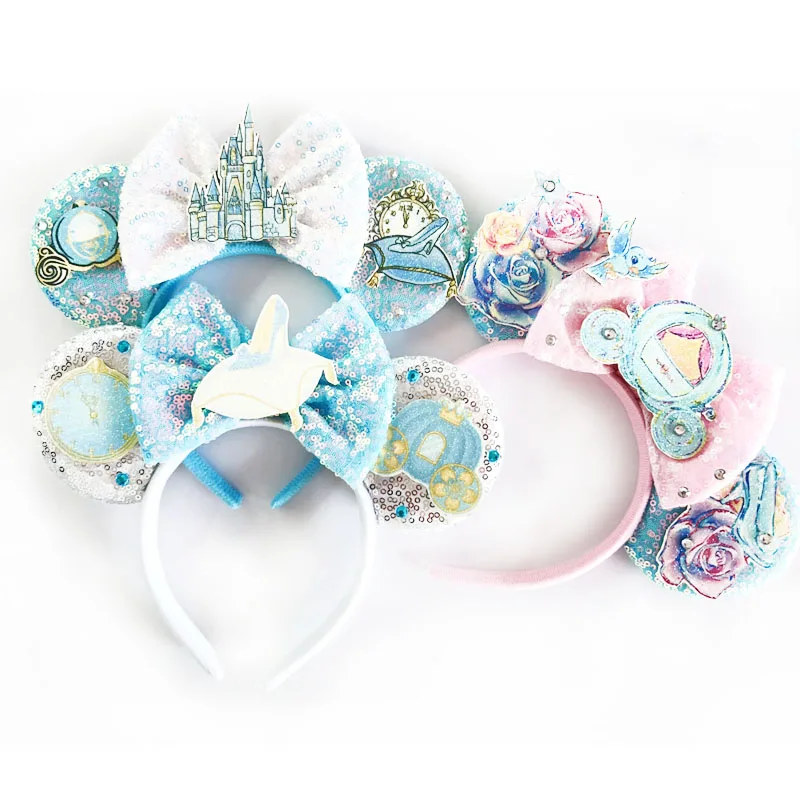 New Mickey Mouse Headband High-heeled Shoes Hair Accessories Women Princess Ears Headbands Girl Crown Bow Sequins Olaf Hair Band