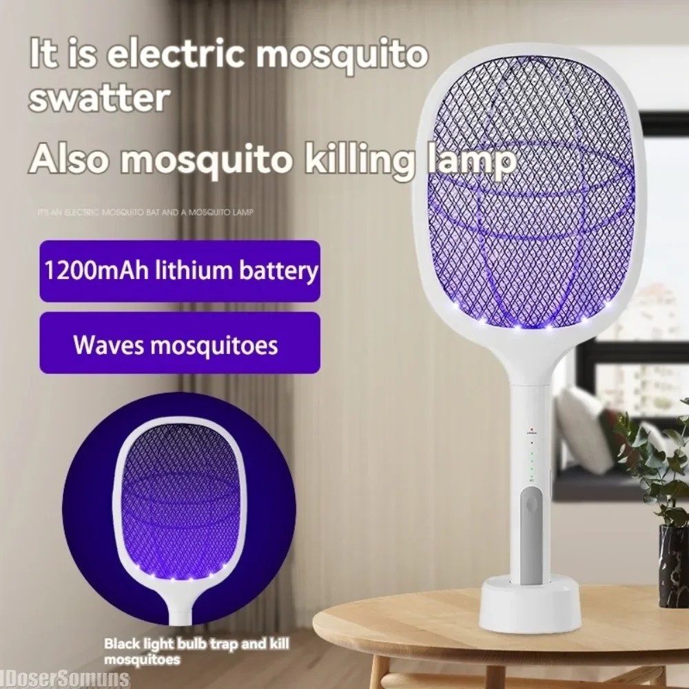 

2-In1 Mosquito Racket Fly Electric Mosquito Swatter Multi Functional Usb Rechargeabl Adjustable Angle Summer Sleep Protect Fan