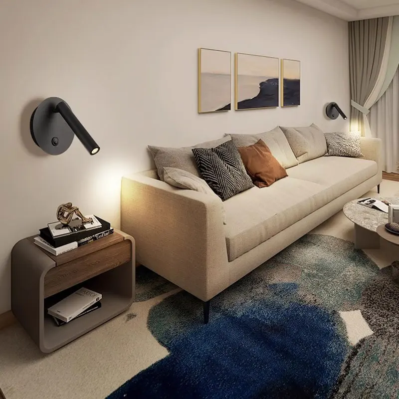 Minimalist LED Wall Lamp Reading Light For Bedroom Hotel Night Light Adjustable Rotaion Wall Light 3W Led Spotlight Wall Black