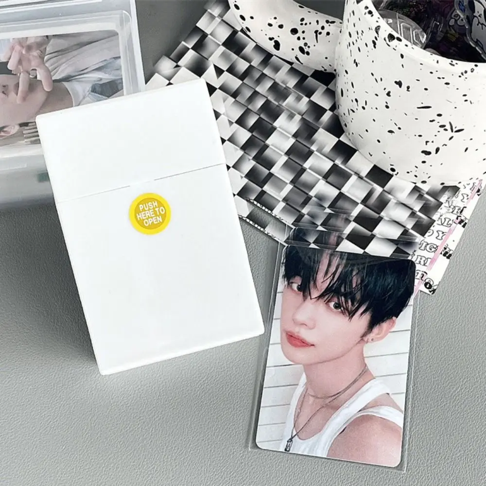 Black Photocards Storage Box White Transparent Kpop Idol Photo Card Holder Container Portable Card Sleeve Album Case