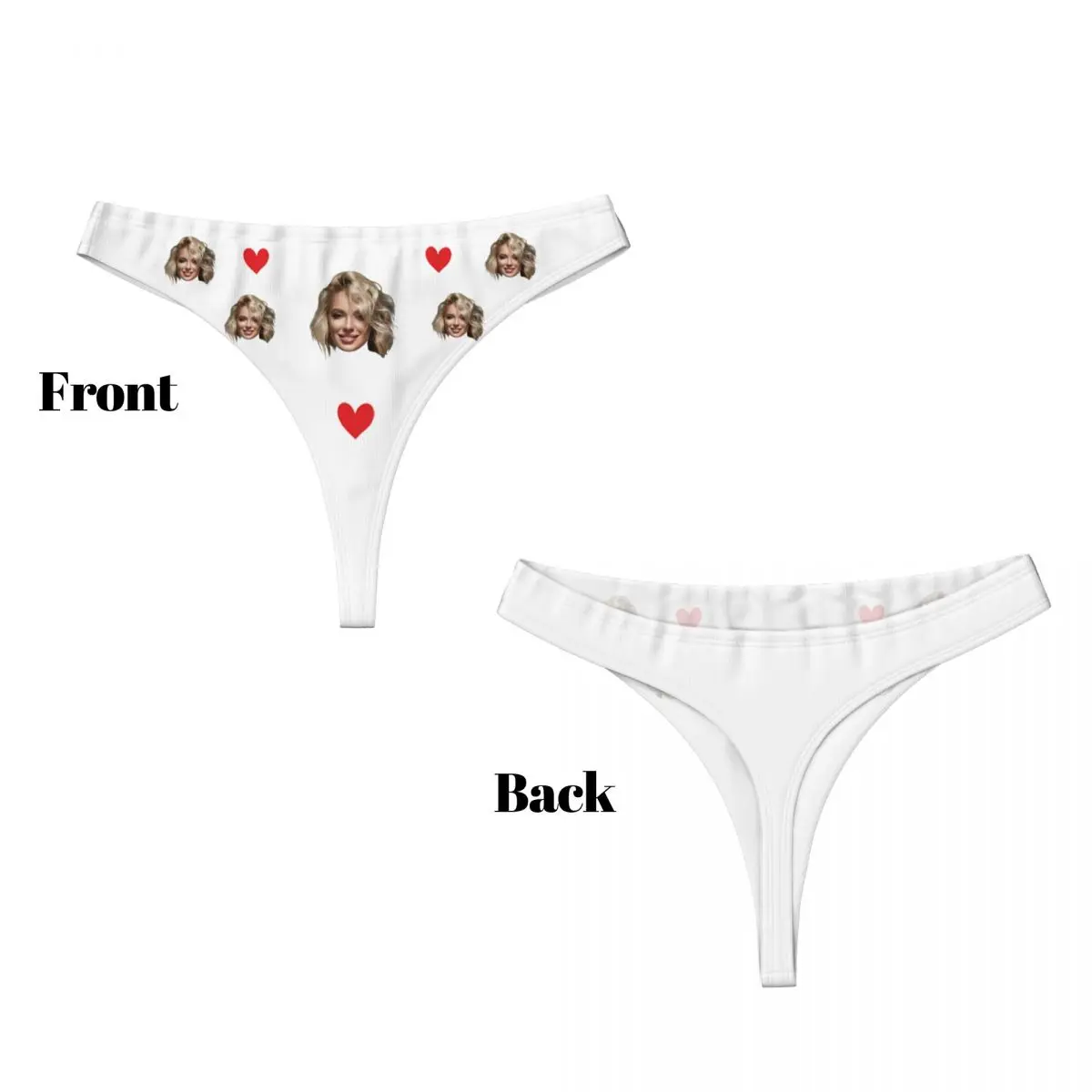 Custom Personalized Face Women Underwear Low Waist Sexy Funny Thong G-String Thongs Women's Breathable Underpants