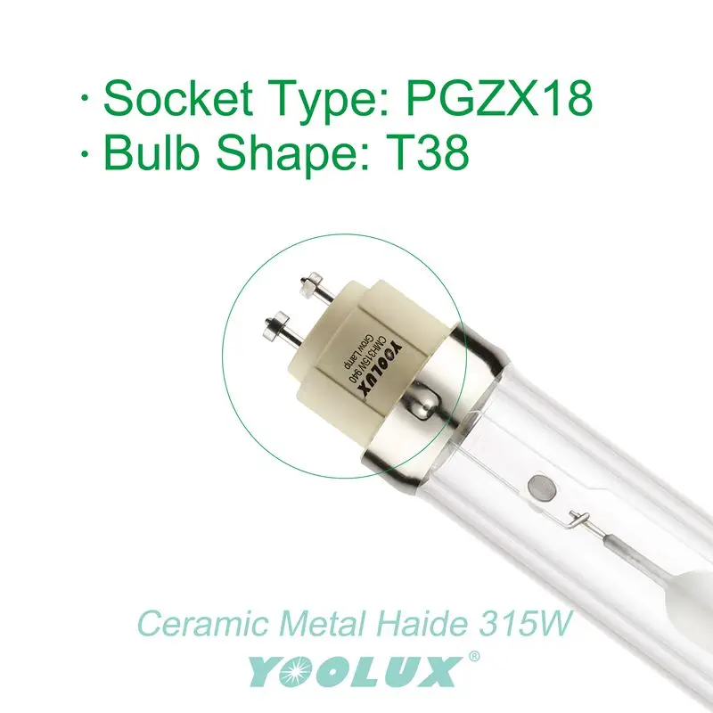 Imagem -02 - Cmh 315w 3000k Bulbos Lâmpada de Crescimento da Planta Cerâmica Lâmpada de Halogeneto de Metal 315w Pgzx18 Suporte da Lâmpada