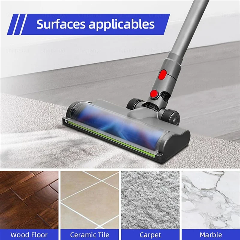 ABZA-Quick Release Cleaner Head For Dyson V7 V8 V10 V11 V15 Vacuum Attachments With LED Headlights For Hardwood Floor Carpets