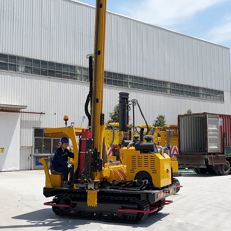 Solar Pile Driver with Telescopic Rail System