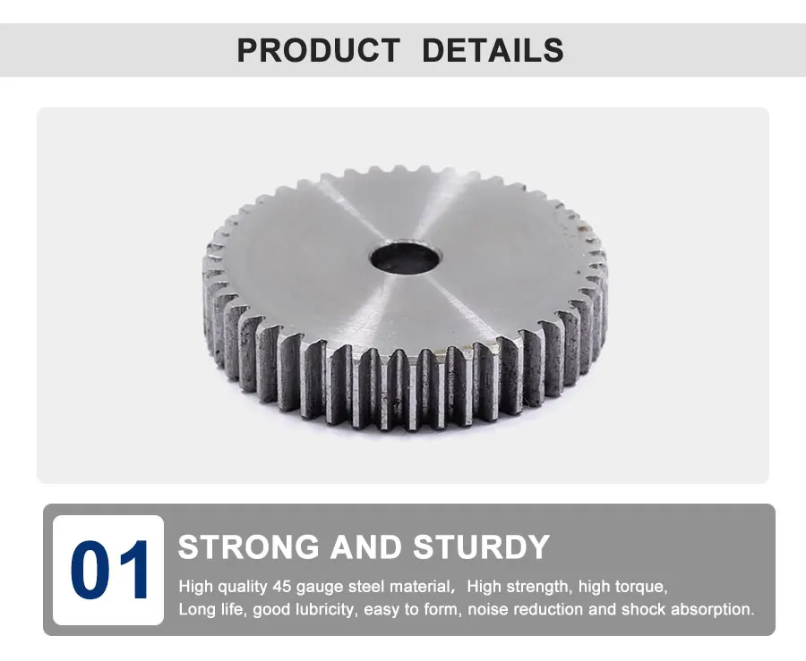Flachzahnräder 1M 12T 13T 14T 19T 45 # Stahlmotor-Getriebe mit 10mm Prozesslochhöhe, industrielles mechanisches Antriebsgetriebe-Zubehör – Detail 8