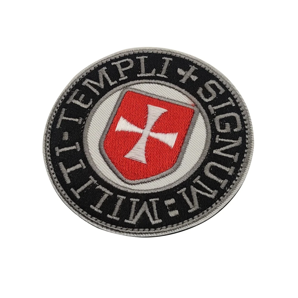 Embroidered TEMPLI SIGNUM MILITI Patch Knights Templar Tactical Emblem Chevron Patches Sticker Strip Badges For Clothing