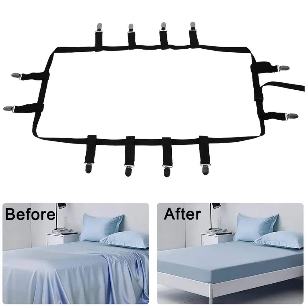 Bed Sheet Clips Mattress Fasteners Elastic Cover Blankets Grippers Holder Adjustable Fixing Slip-Resistant Belt Buckle Straps