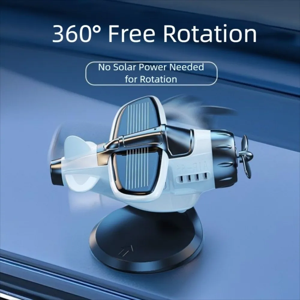 

360° Rotary Car Solar Airplane Ornaments Creative Mini Car Center Console Decorations Funny Sun-resistant