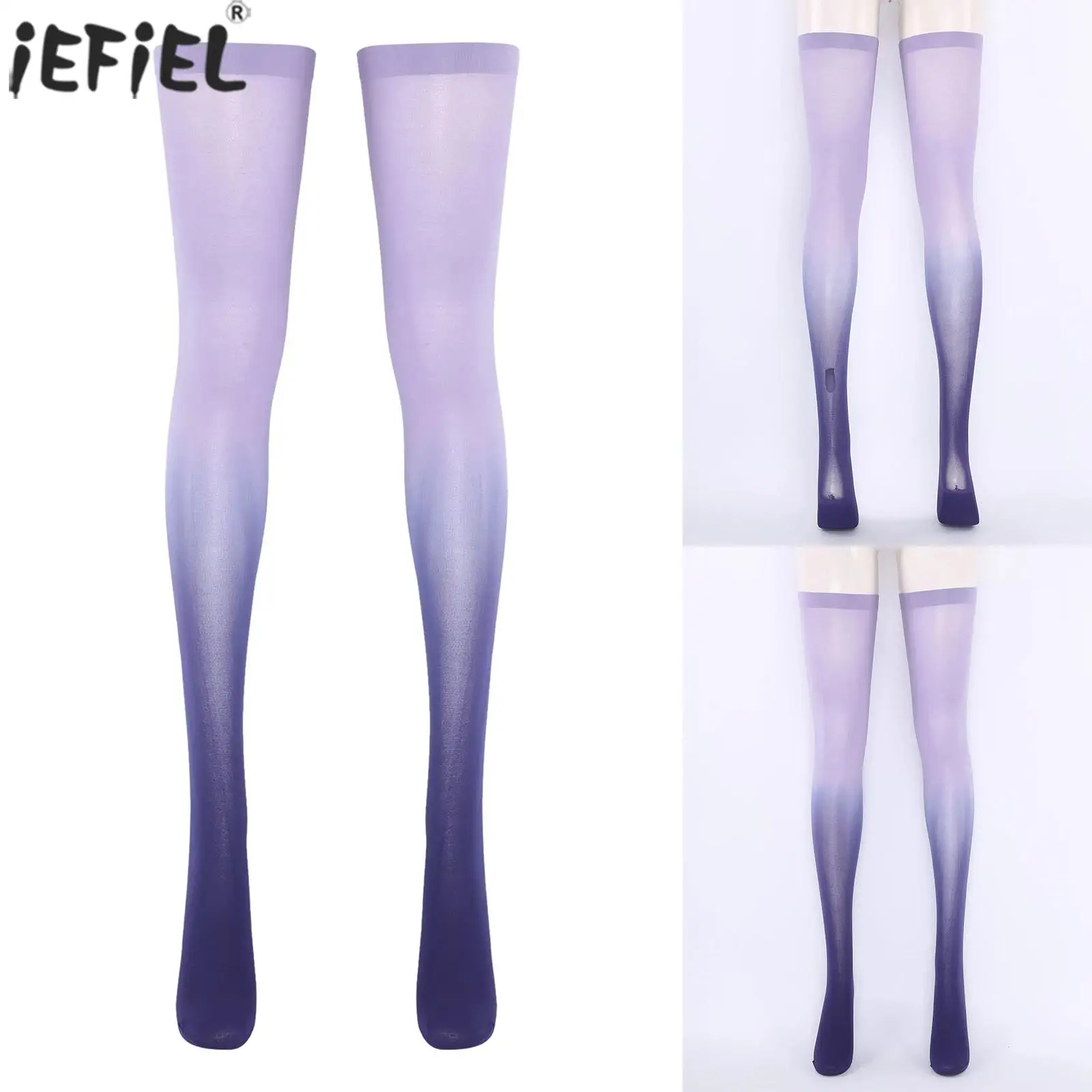 

1Pair Women Stylish Stockings Hot Gradient Colored Thigh Length Stockings Long Tube Socks Costume Accessory for Party Nightclub